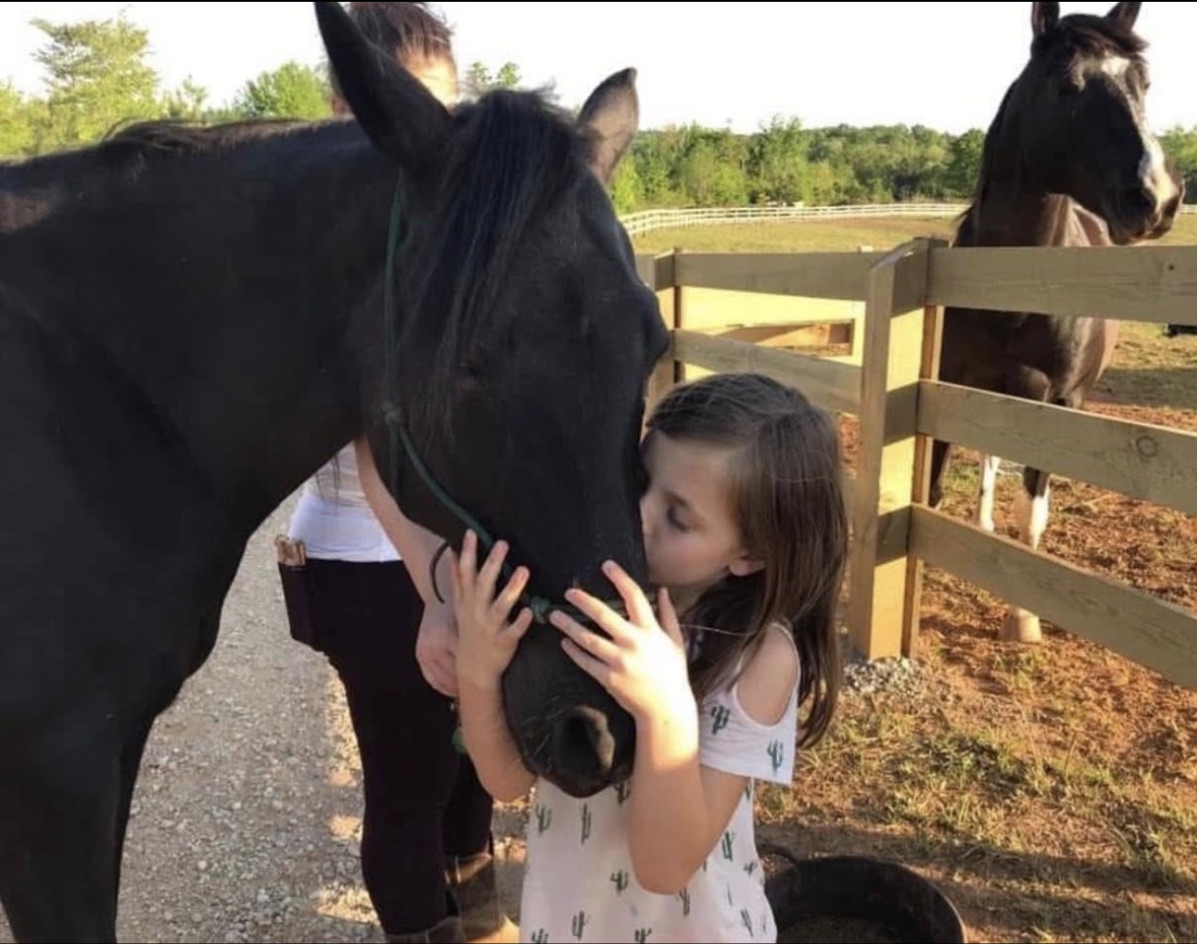 A Hayley Stables customer beside their purchased horse