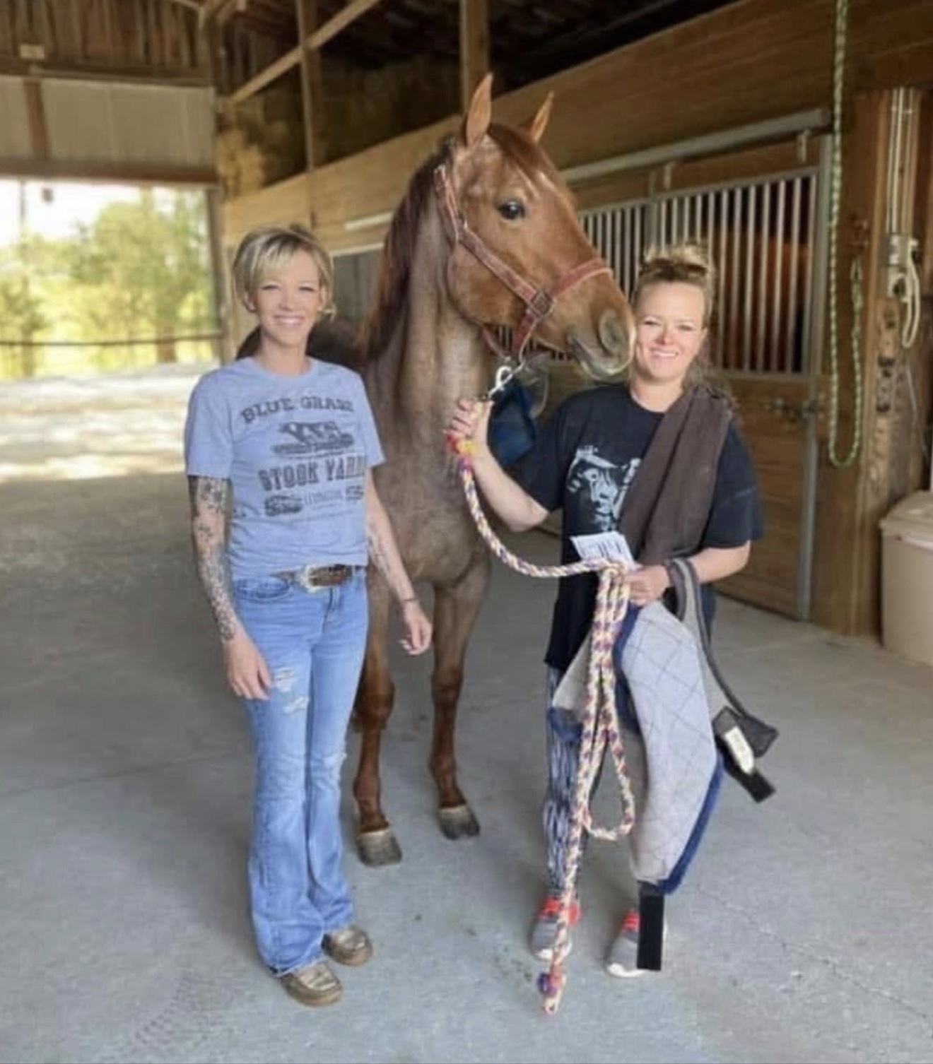 A Hayley Stables customer posing with their purchased horse